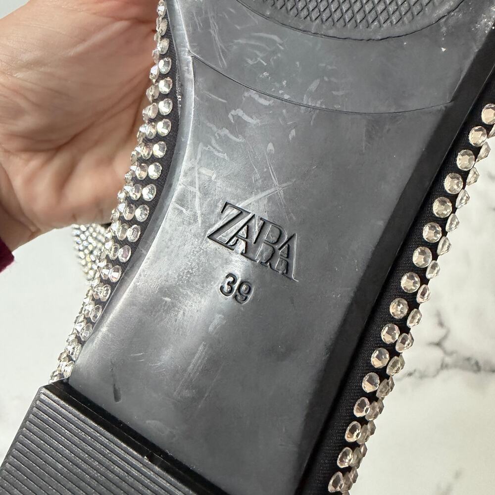 Zara Ballet Flats Rhinestone Embellished Pointed Toe Size 39 - Picture 6 of 6